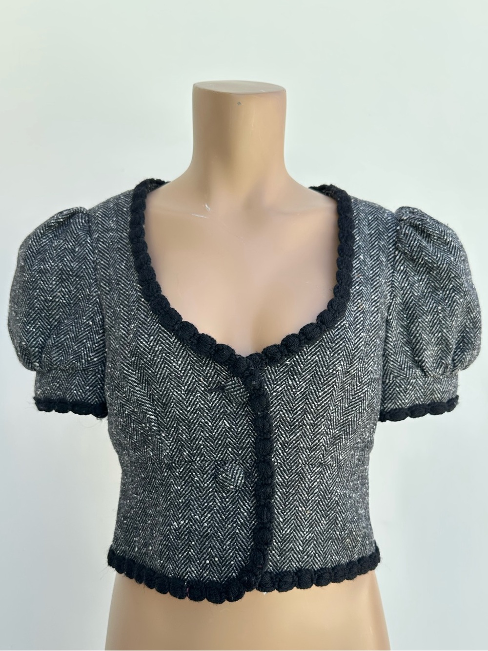 Trina Turk Teed Herringbone Cotton Wool Blend Jacket